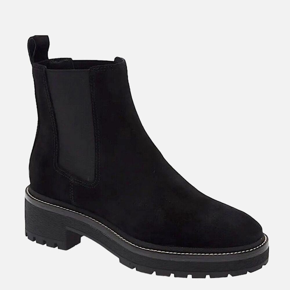 Tory Burch Black Suede Lug Sole Chelsea Boots Sz 11